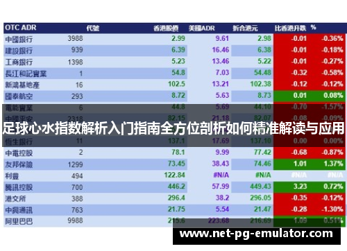 足球心水指数解析入门指南全方位剖析如何精准解读与应用
